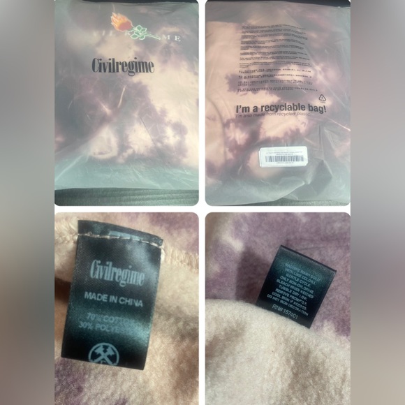 BNWT CIVIL REGIME CRANBERRY MARBLE WASH MEDIUM MENS UNISEX TIE DYE HOODIE - Picture 12 of 16